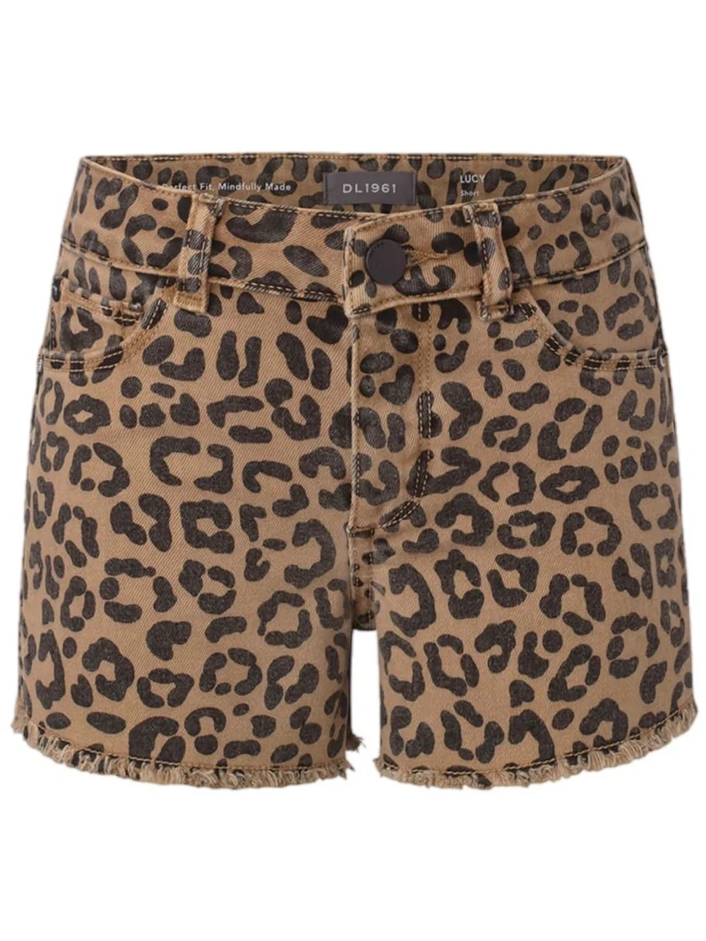 DL1961 Girls Lucy Cut Off Leopard Print Denim Shorts